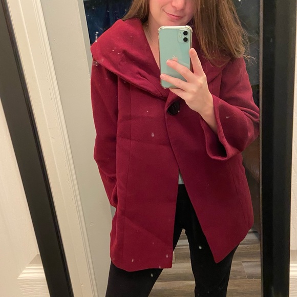 Cleo Petite Burgundy Dress Coat - Picture 3 of 8